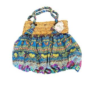 Cappelli Straw Butterfly Print Women's Boho Bag